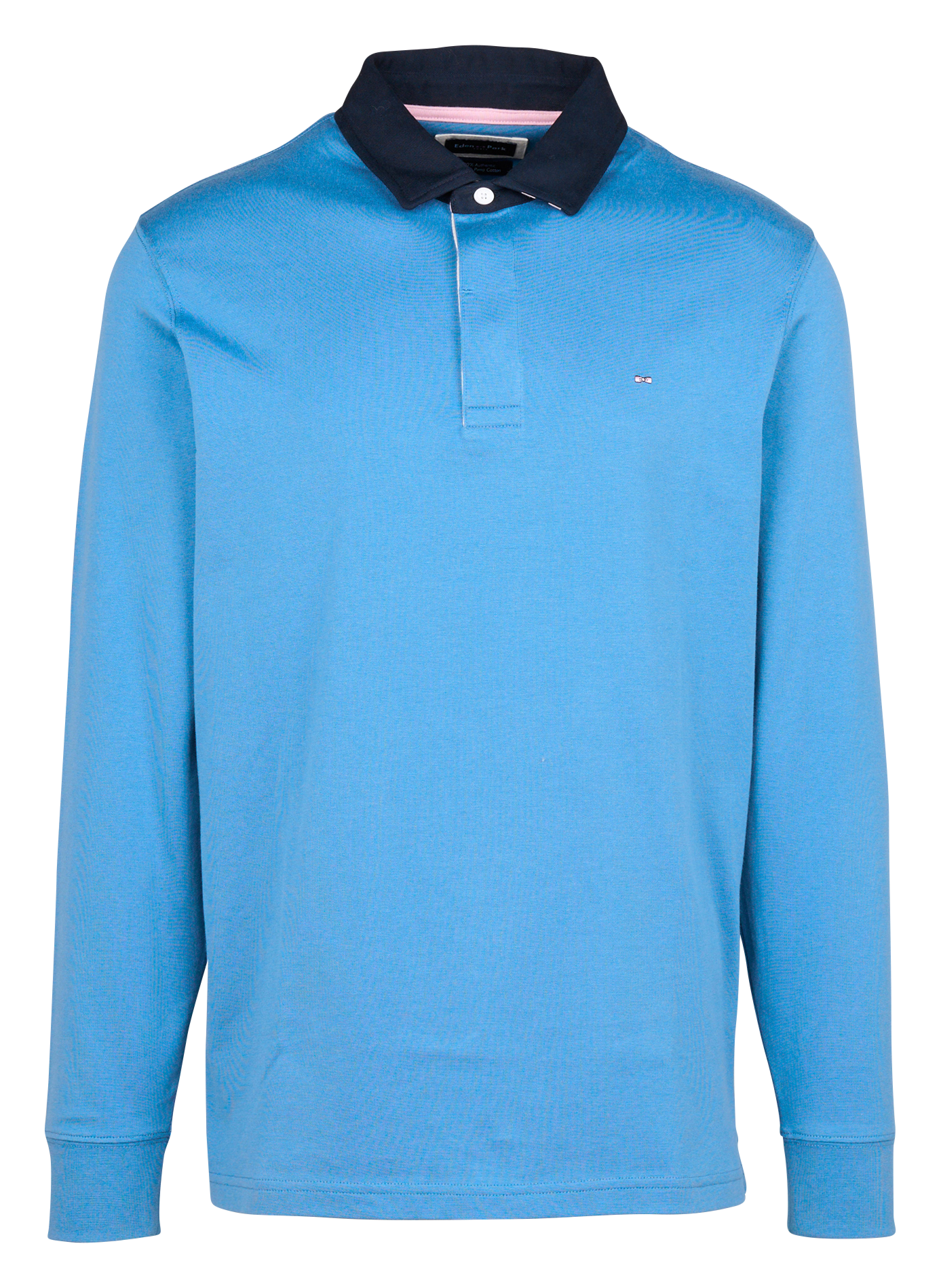 Polo manches longues en coton | Bleu