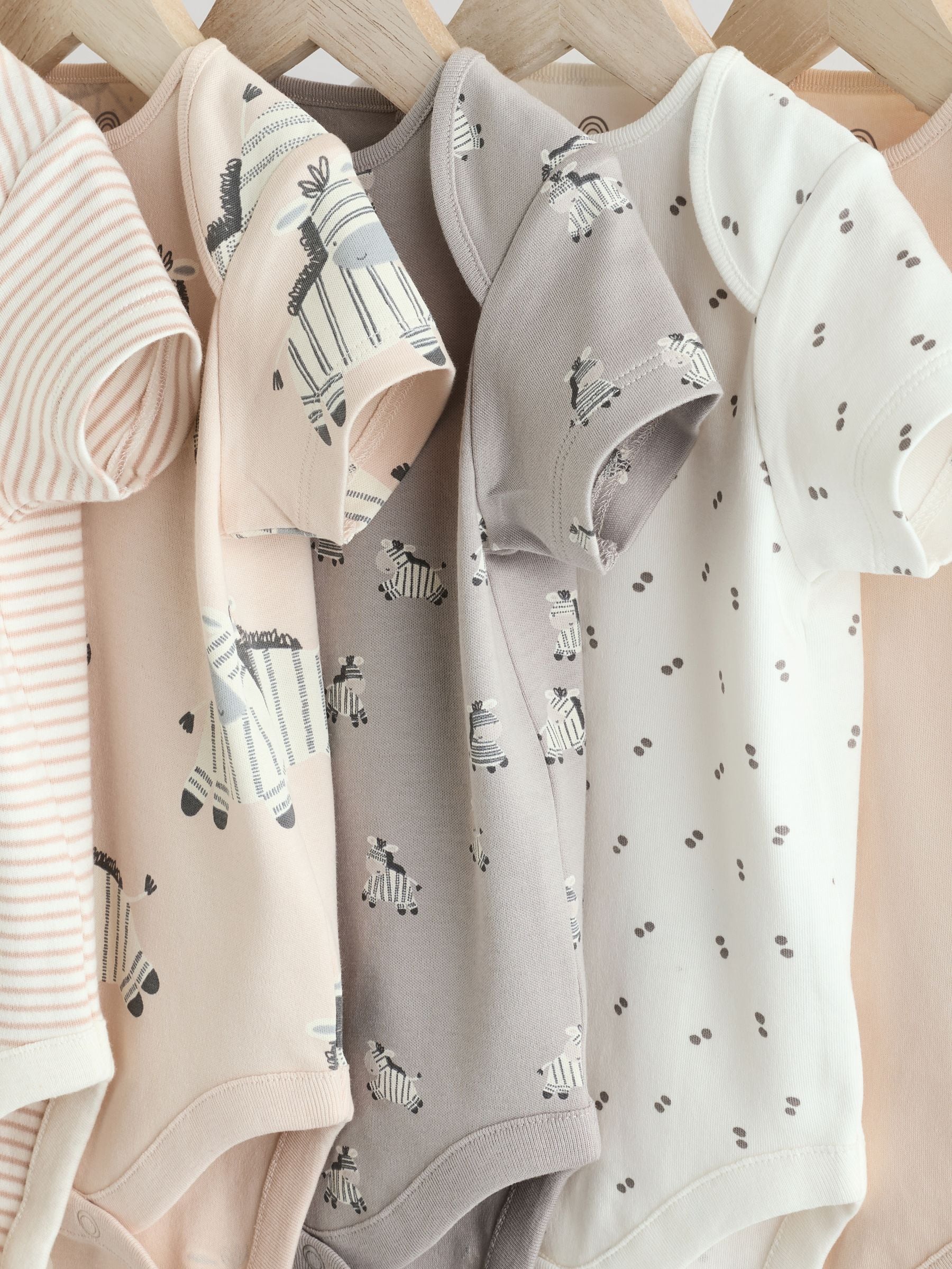 Grijs met zebraprint - Baby Bodysuits met Korte mouwen 100% katoen 5 verpakking