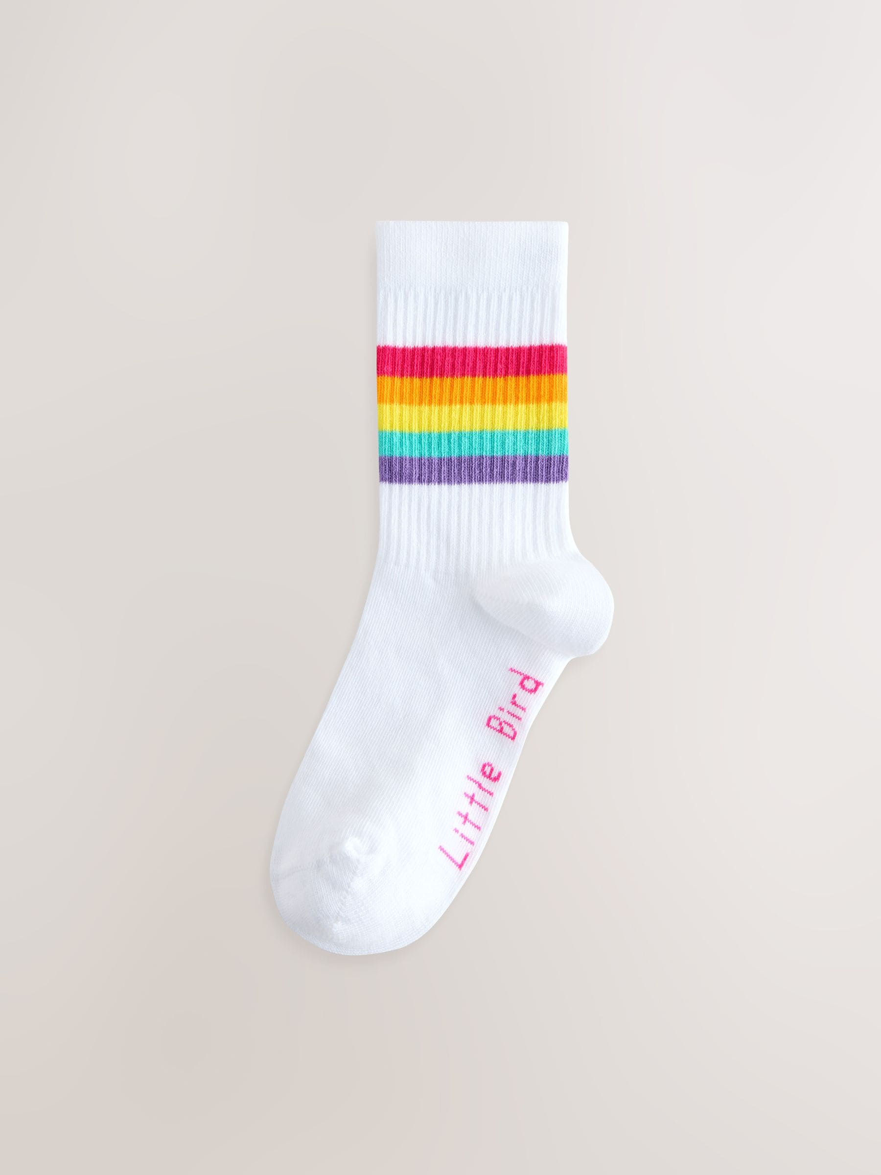 Witte pastelkleurige regenboogprint - Little Bird by Jools Oliver White Tube Socks 7 Pack