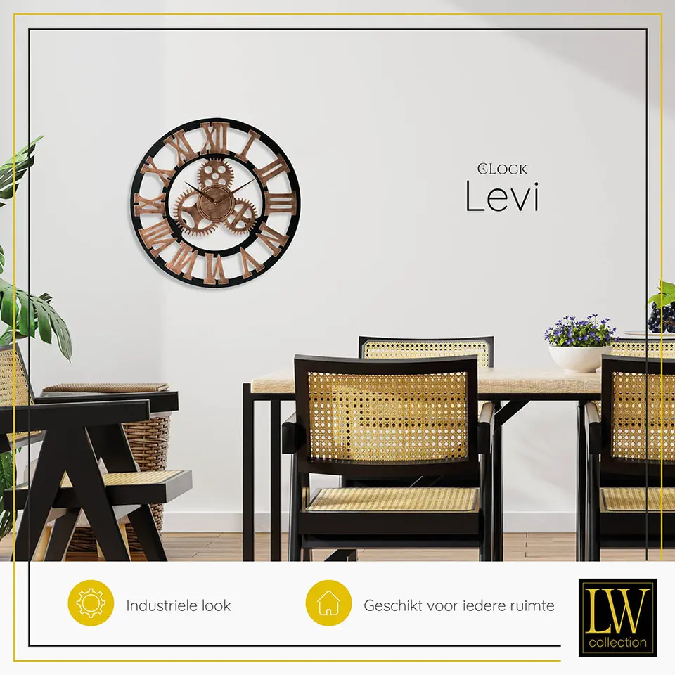 LW Collection Wandklok Levi brons grieks 60cm
