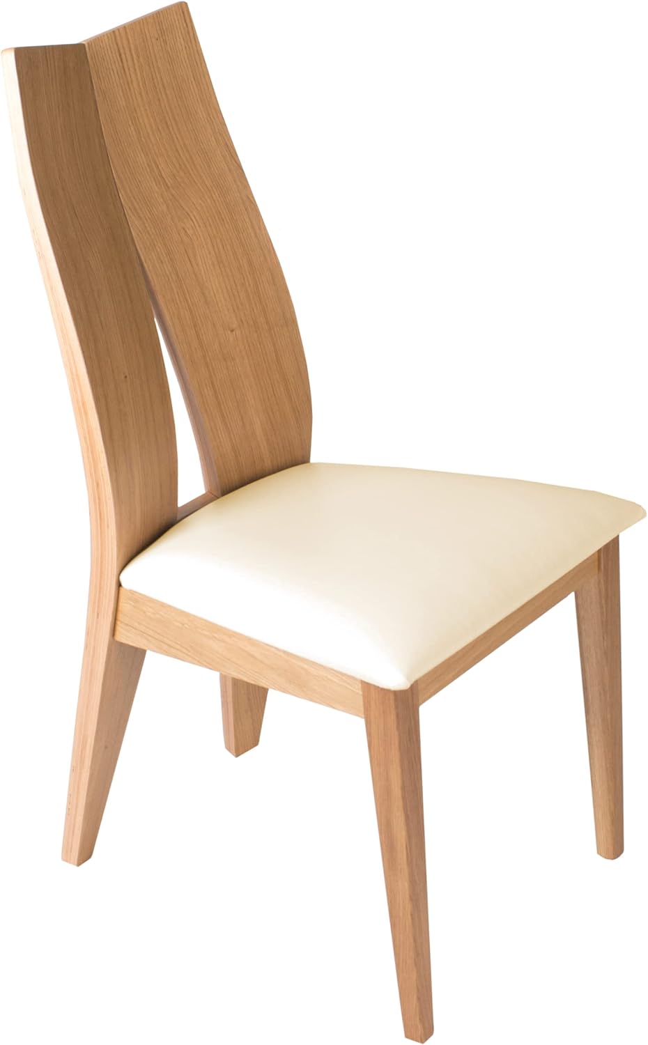 Exklusiver Esszimmerstuhl aus Eiche mit Kunstlederbezug - Elegantes Design, ergonomisch geformt - Perfekt für Küche, Esszimmer, Büro oder Wohnzimmer (Eiche, Weiss)