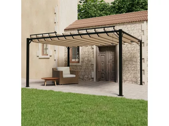 Tonnelle avec toit à persienne 3x4 m Taupe Tissu et aluminium
