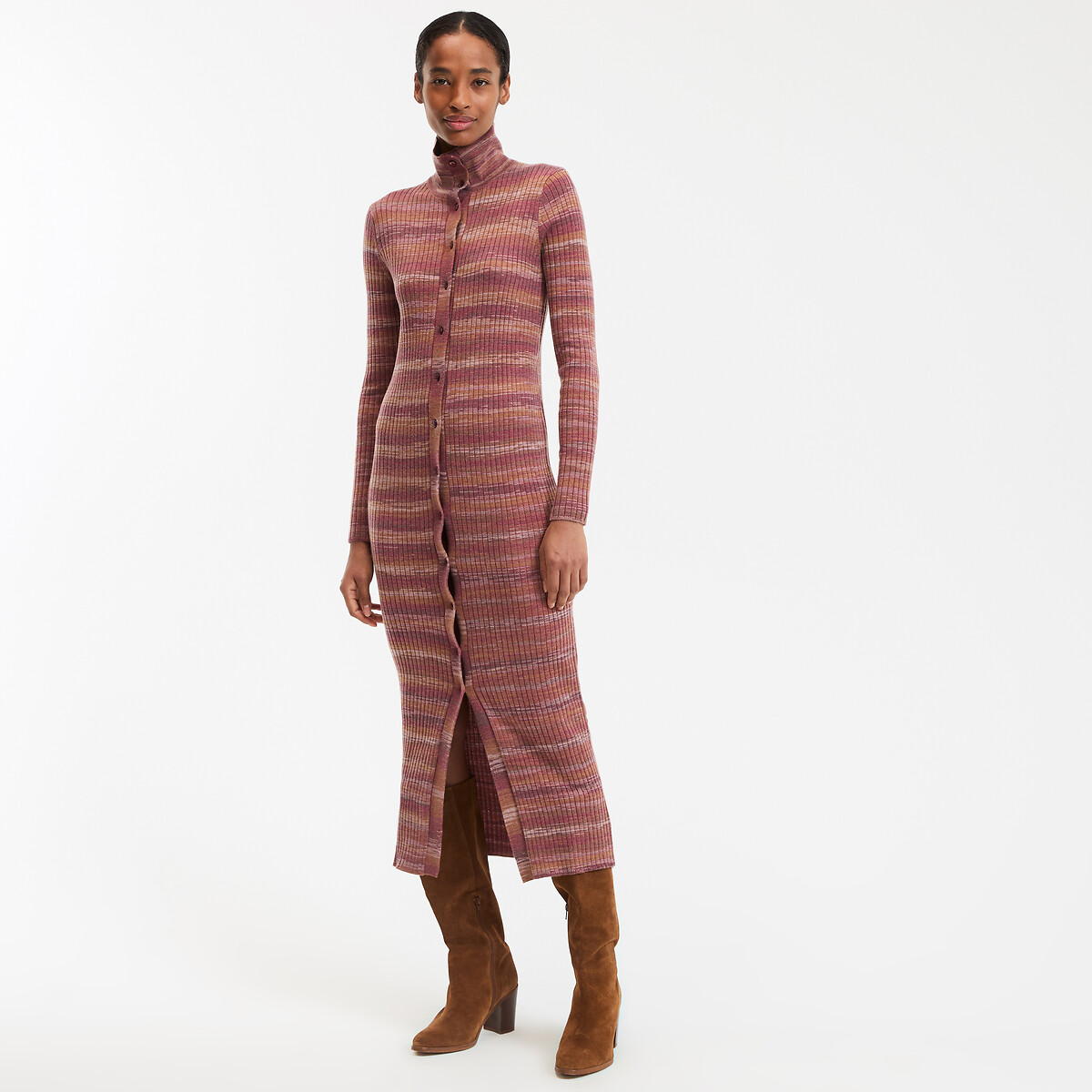 COLEÇÃO LA REDOUTE<br>Vestido suéter listrado, mangas compridas