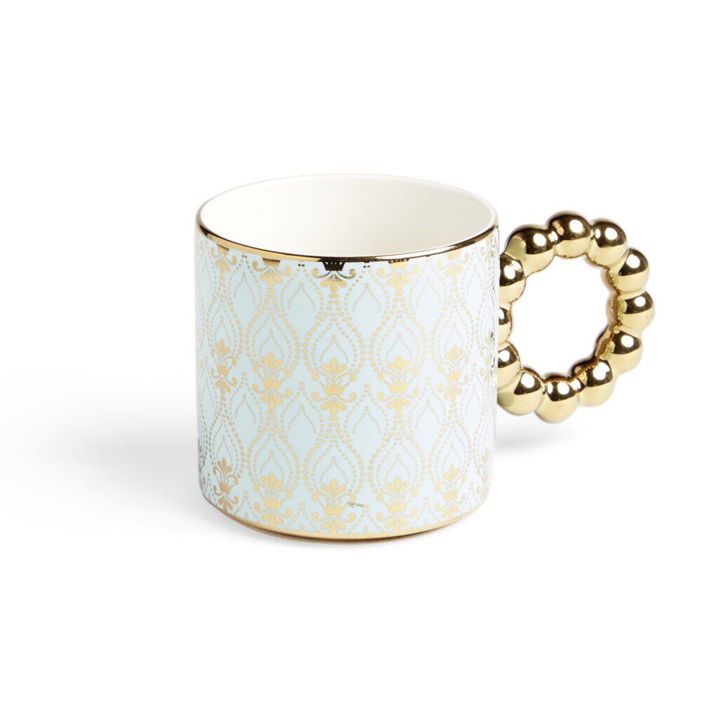Lot de 2 mugs 30cl design chic bleu clair et doré
