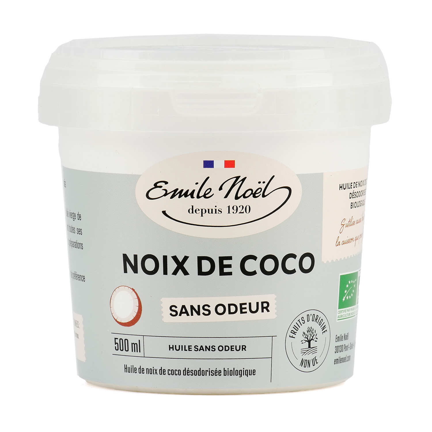 Huile bio de coco désodorisée - Emile Noel