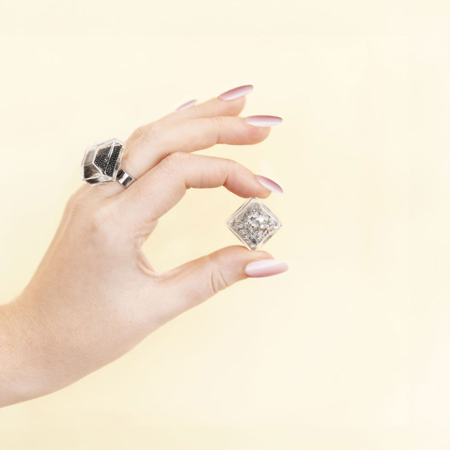 Bague en verre soufflé - Gaia Medium Paillettes