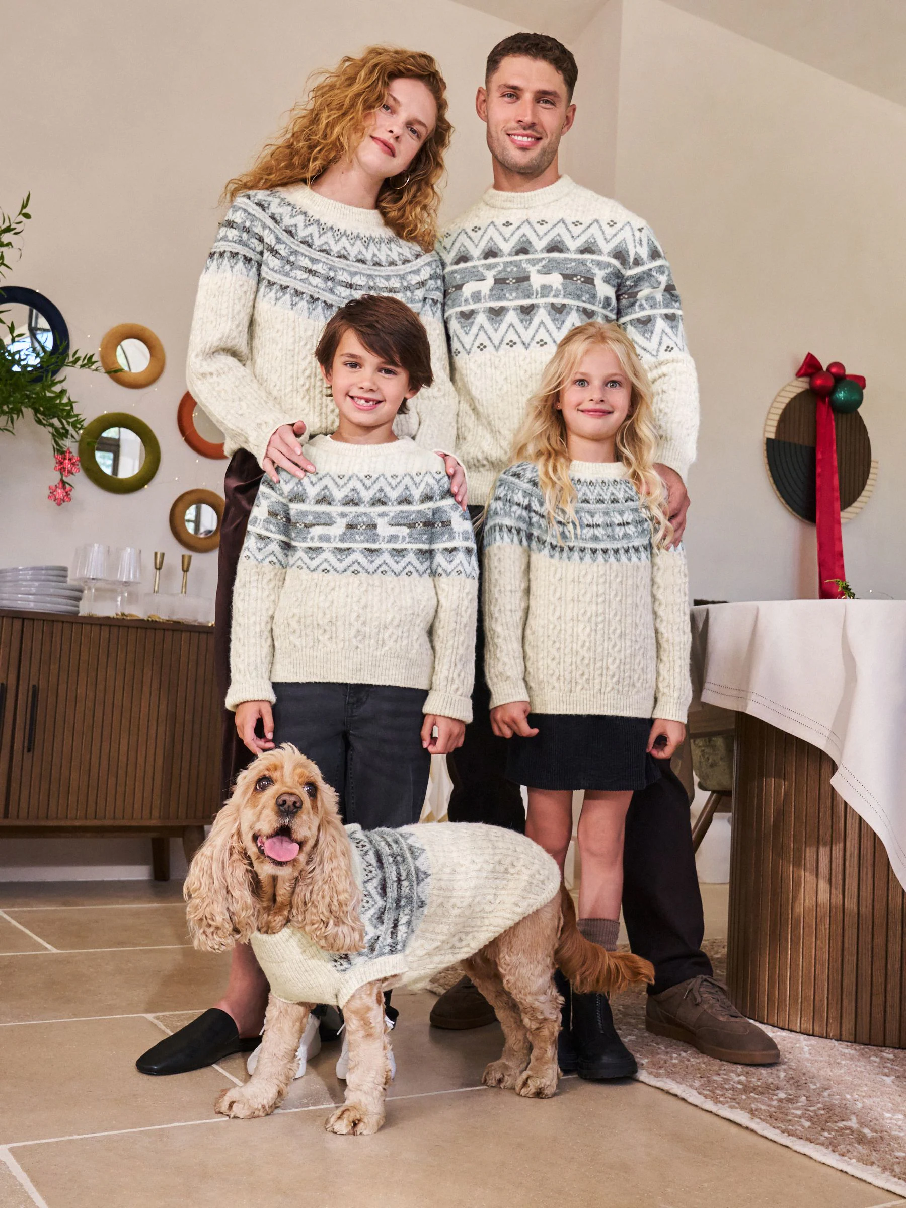 Ecru fairisle-motief  - Matching Family kersttrui