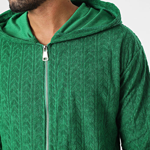 Ensemble Sweat Zippé Capuche Et Pantalon Jogging SH-42 Vert