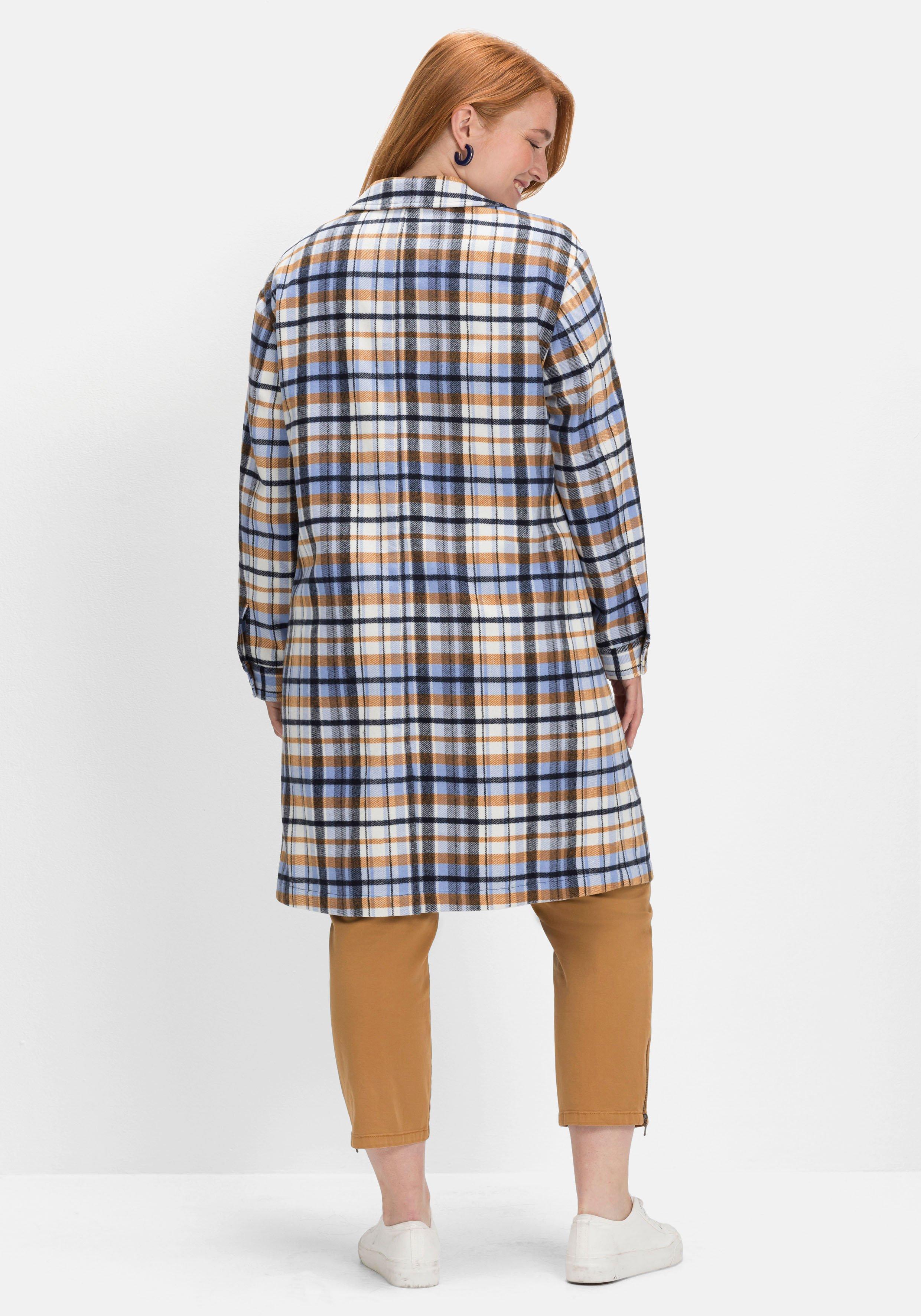 Karierter Mantel in Shacket-Optik, ungefüttert