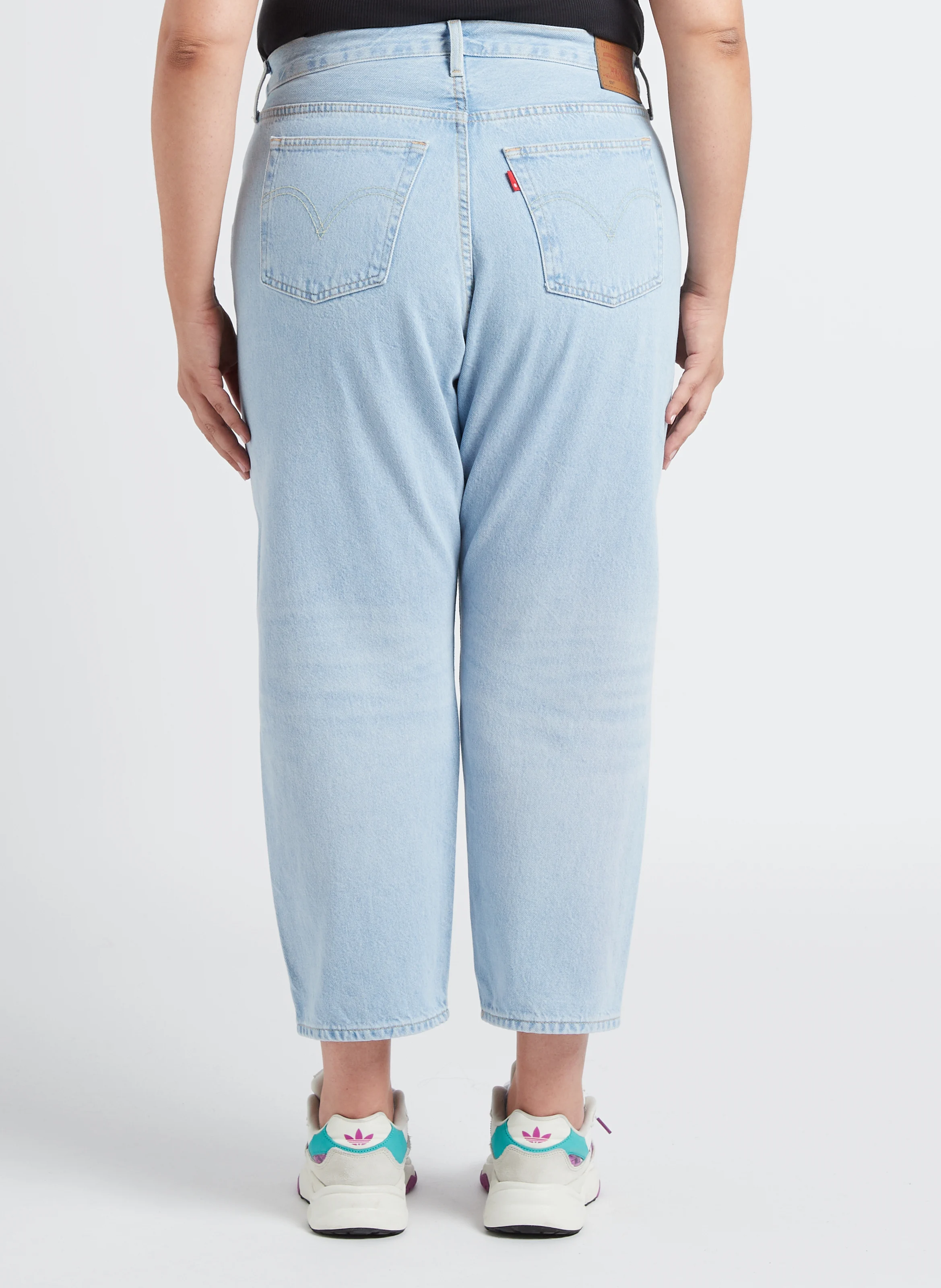PL 501CROP - Jean droit taille haute en coton | Jean Délavé