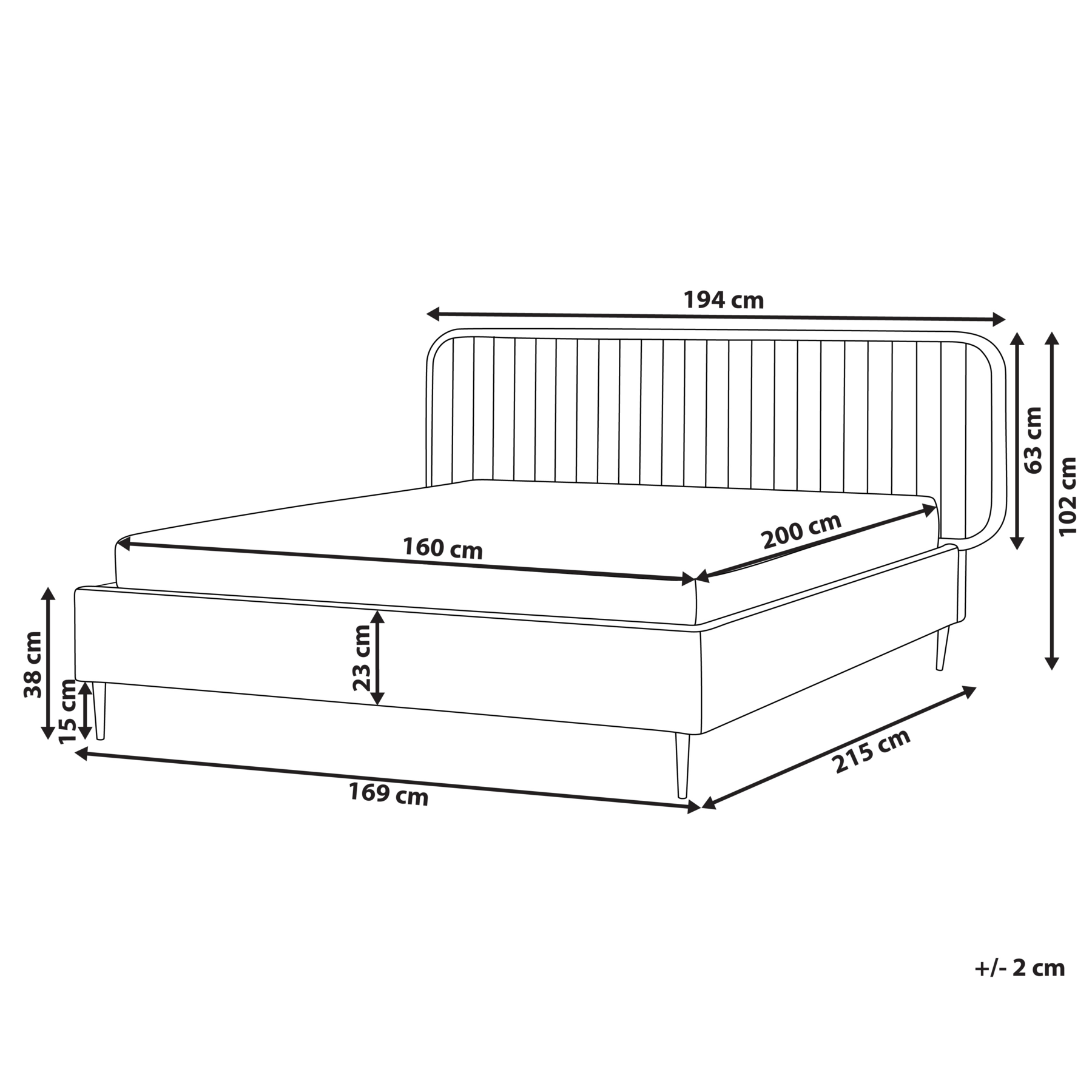 Beliani - BRIN - Tweepersoonsbed - Beige - 160 x 200 cm - Fluweel