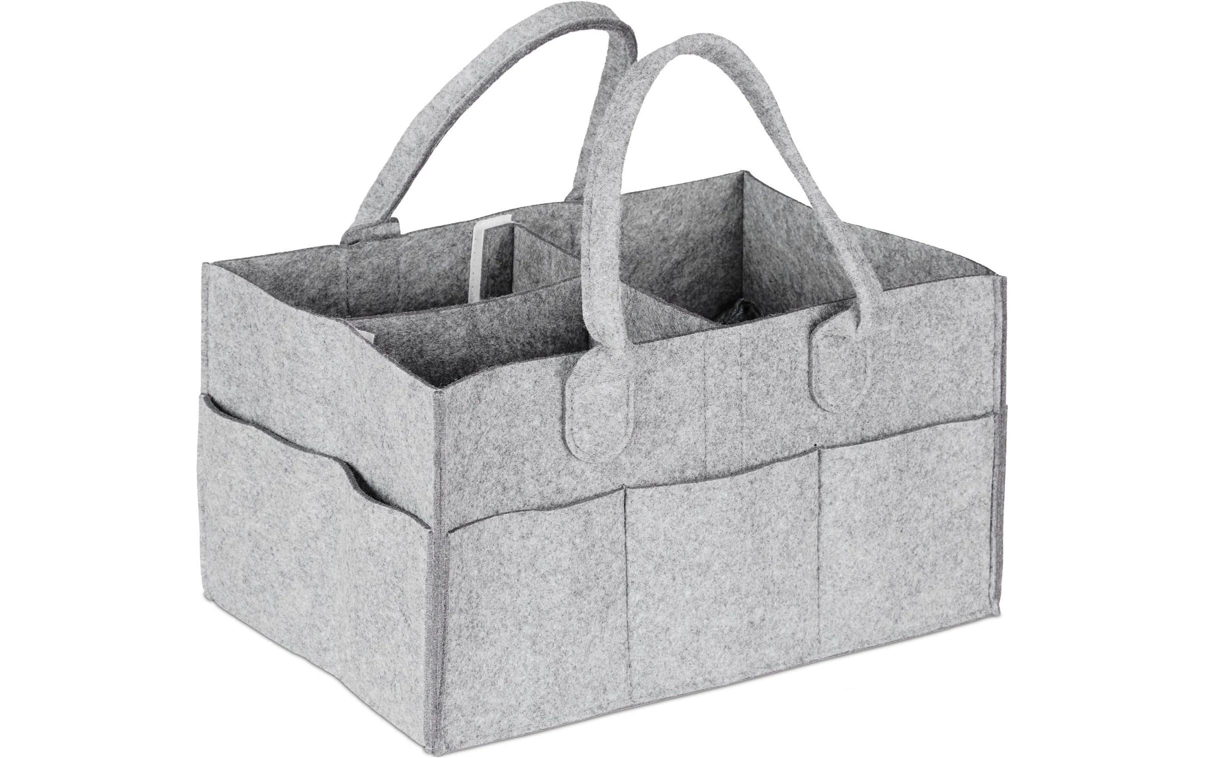 Pflegekörbchen Windel Caddy Filz GrauMultifunktionaler Organizer für Kindersachen