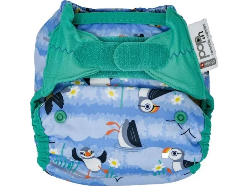Close Caboo bleer Wrap, genanvendelig ble med velcro Blue Puffin 3-16 kg, 1 stk.