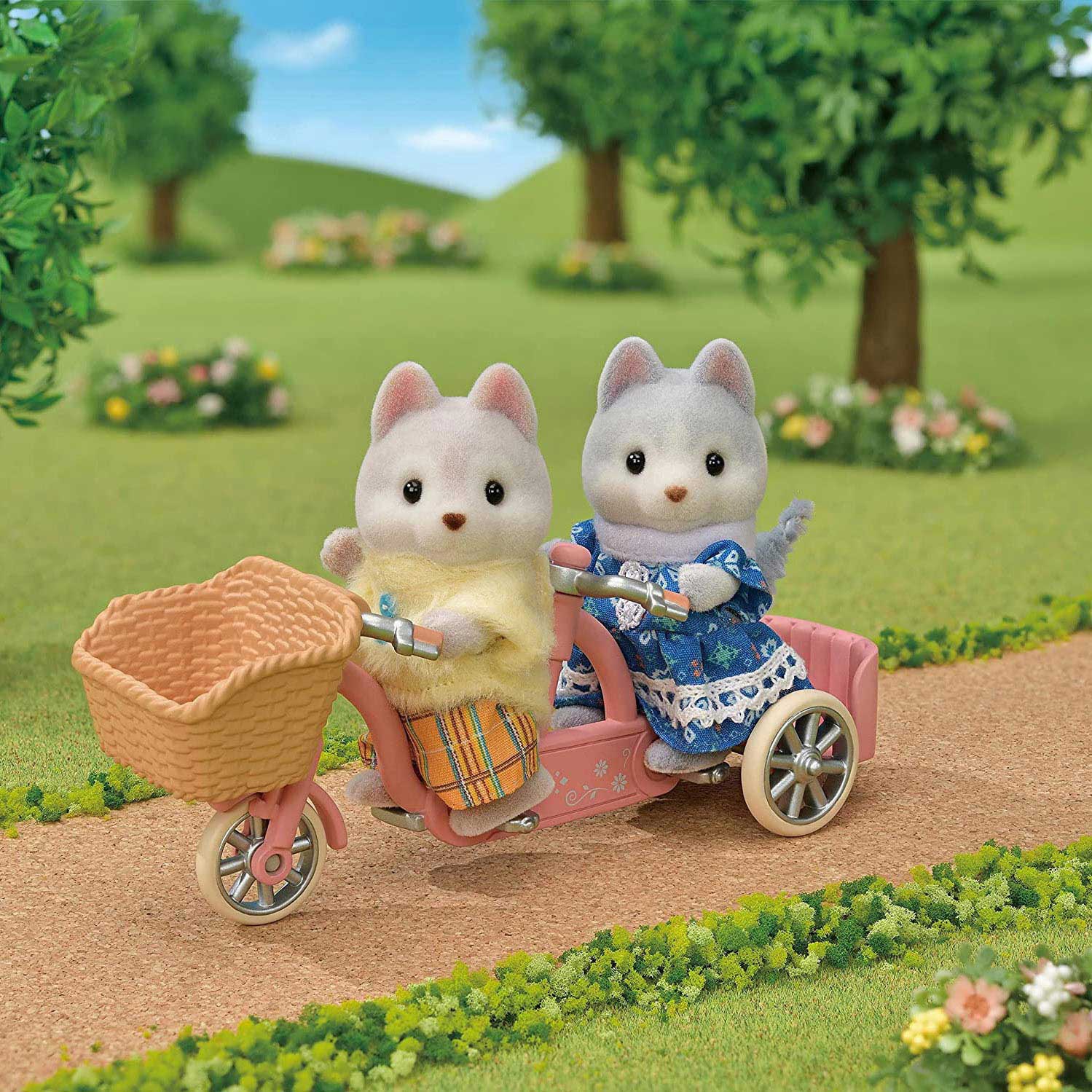 Sylvanian Families 5637 Tandem Fiets Set- Husky Zus en Broer