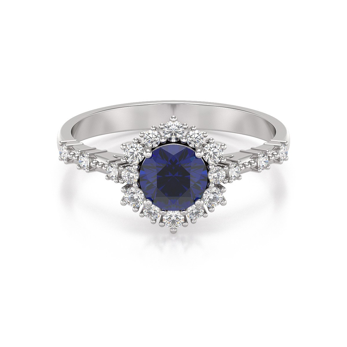 Bague ADEN Saphir et diamants sur Argent 925 3.25grs