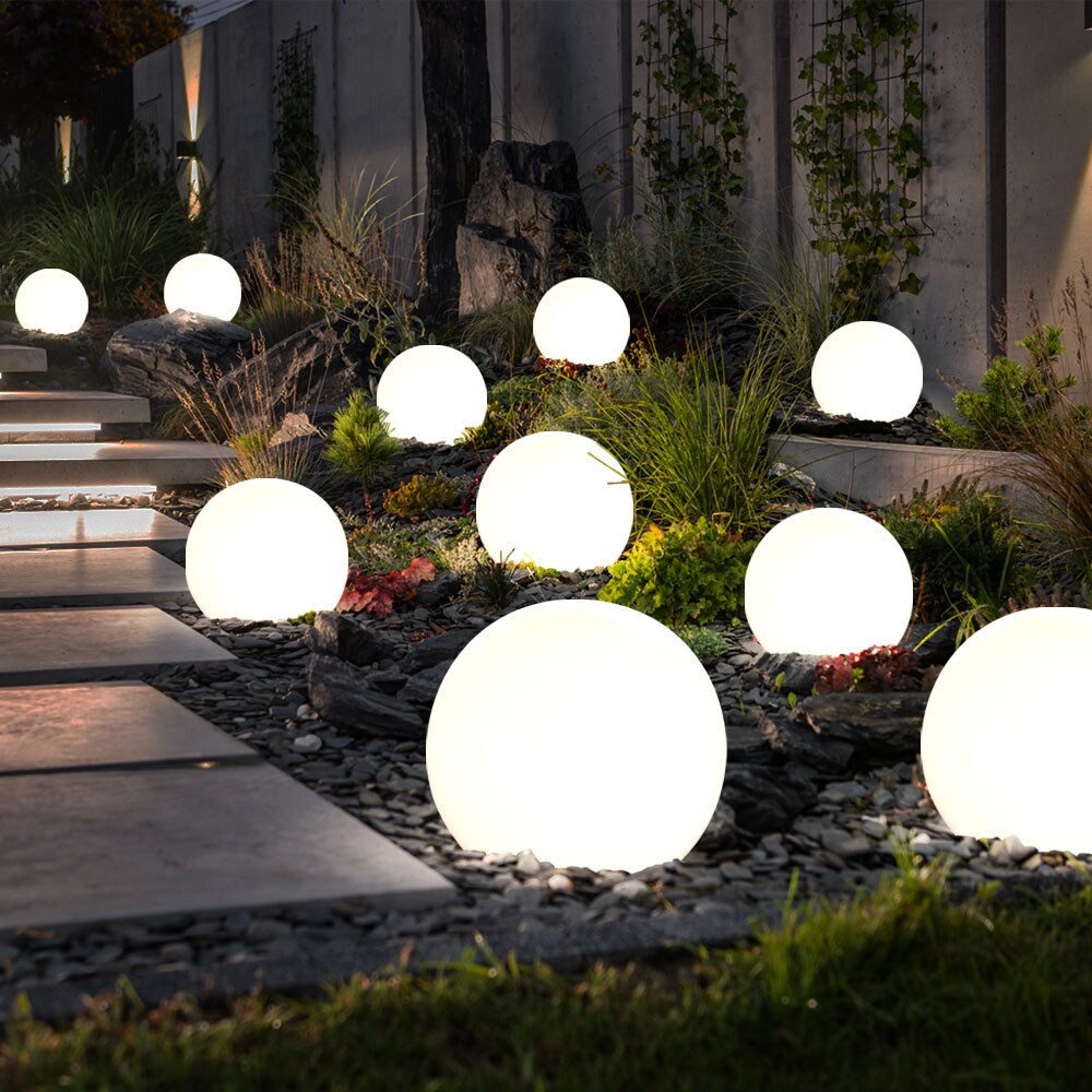 10er Set LED Solarkugel weiß, Erdspieß, DxH 10x38 cm