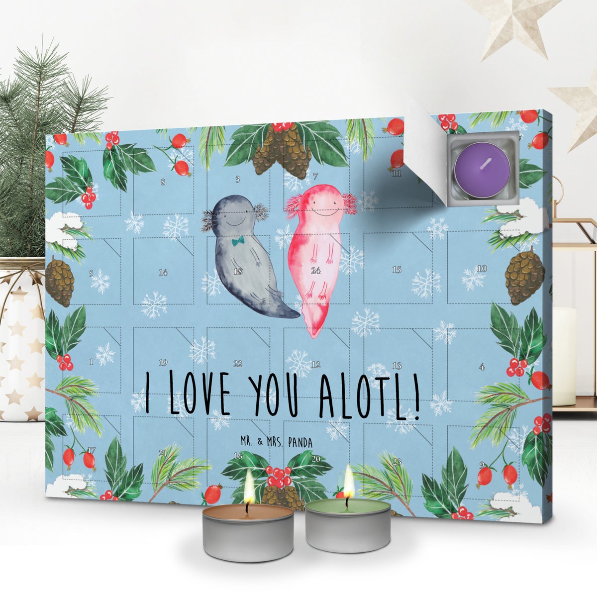 Mr. & Mrs. Panda Geurkaars Adventskalender Axolotl Love - Pastelblauw