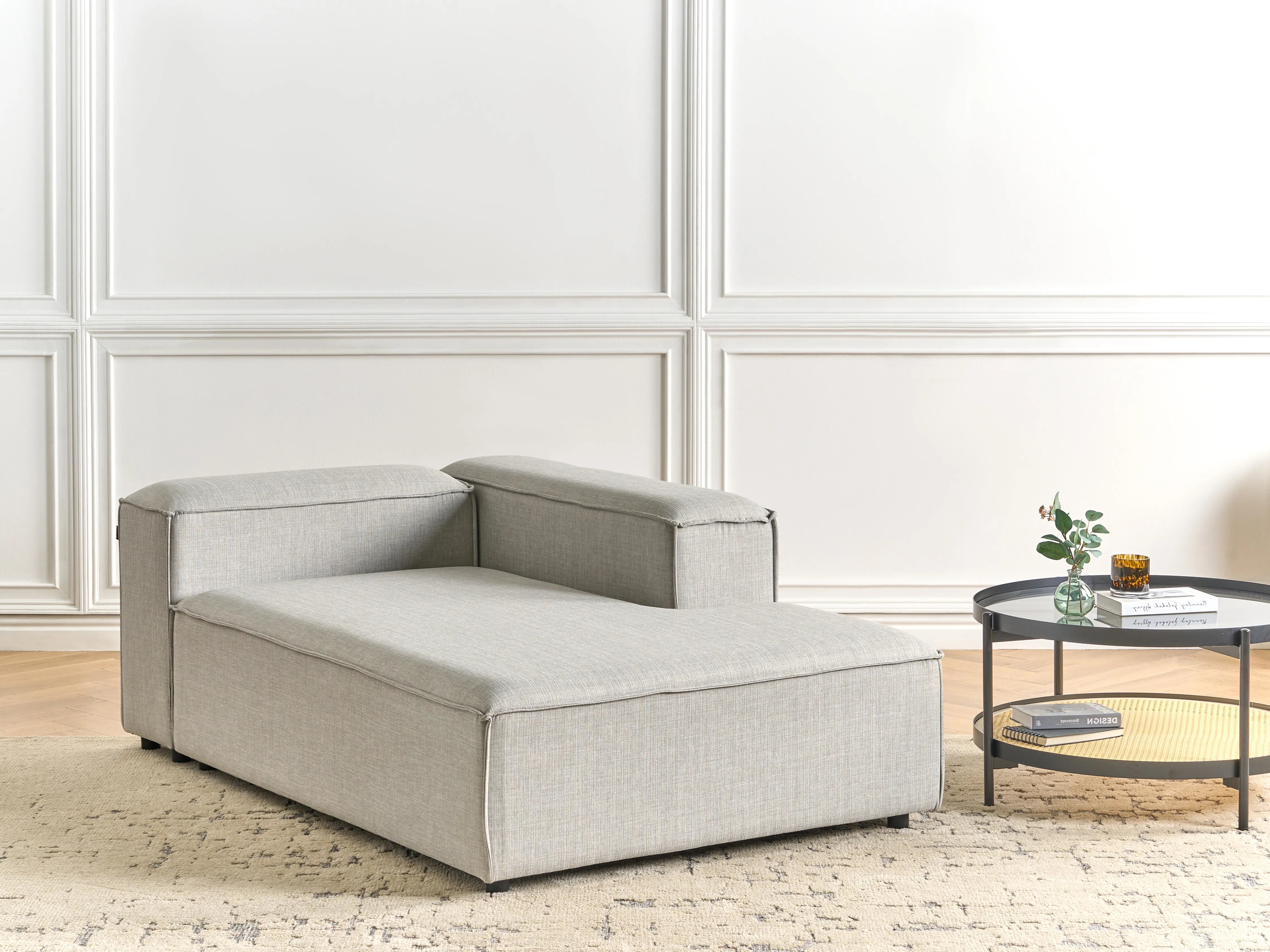 Linkszijdige chaise longue ARDAL Stof Lichtgrijs