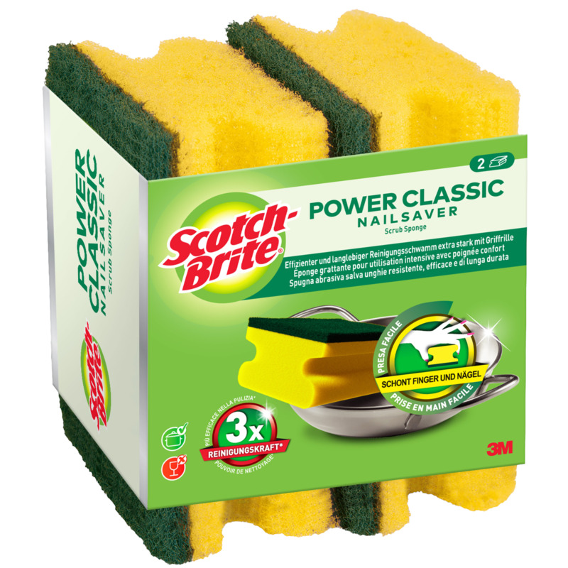 3M Reinigungsschwämme Classic, 2 Stück, gelb