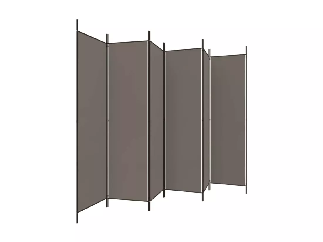 Cloison de séparation 6 panneaux Anthracite 300x200 cm Tissu