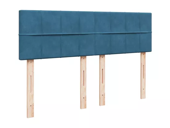 Sommier à lattes de lit et matelas bleu 140x190 cm velours