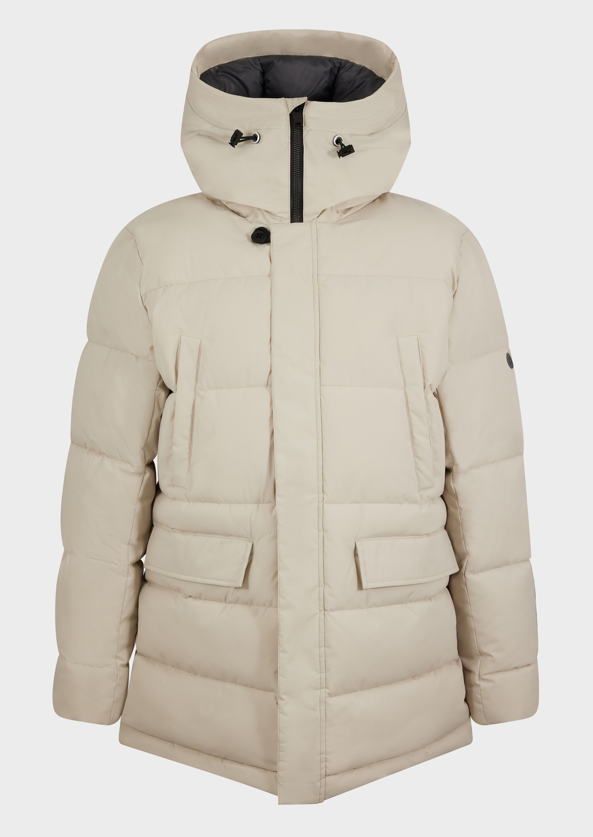 Parka matelassée unie beige à capuche
