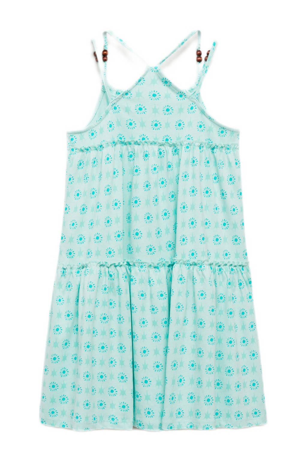 Mango Kids A-lijn jurk met all over print mintgroen/wit