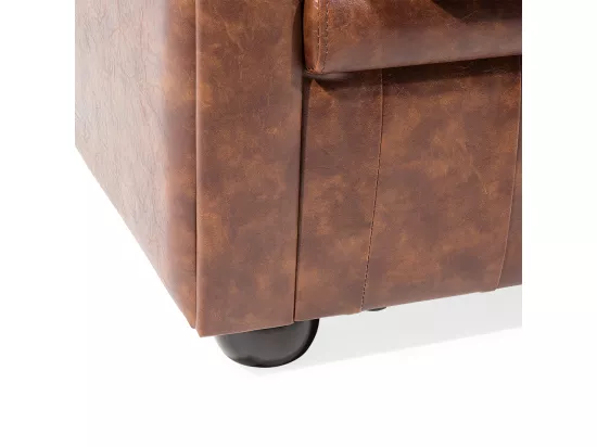 Canapé 3 places en cuir PU marron doré CHESTERFIELD