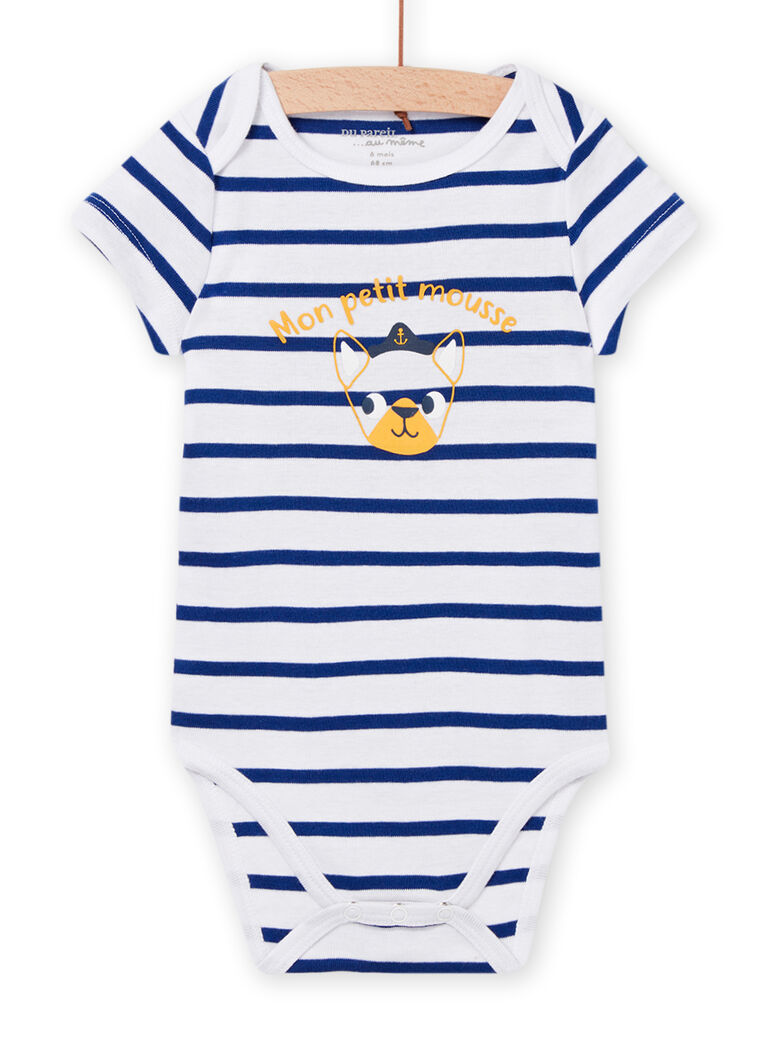 Body à rayures blanc bébé garçon