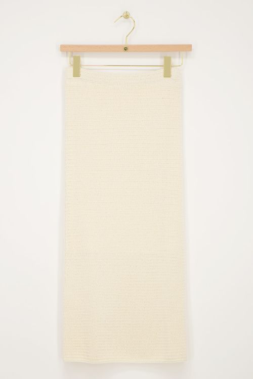 Beige gebreide midi skirt met split
