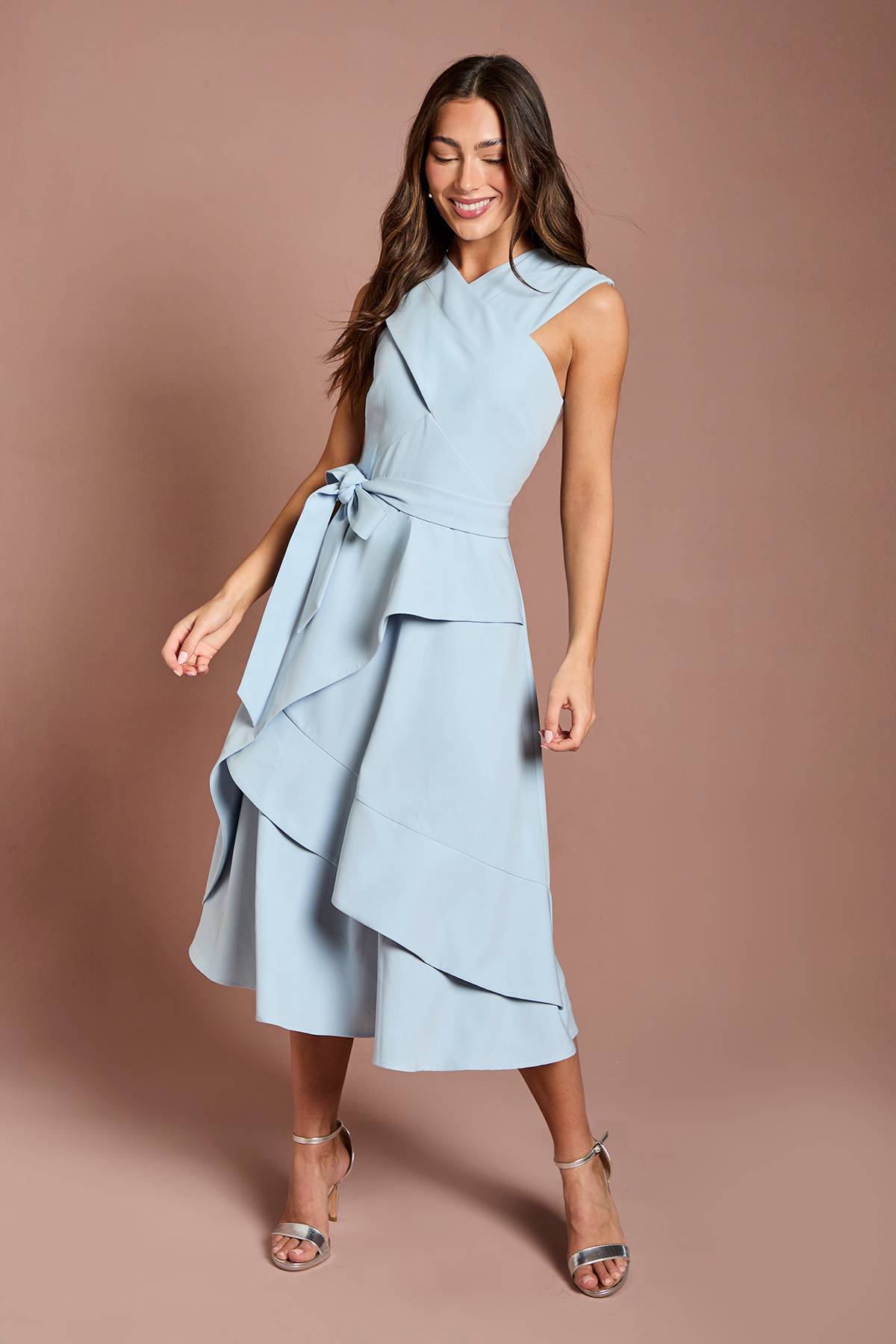 Coast Robe Midi En Crêpe Bardot À Encolure Croisée