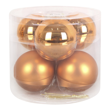 Christmas Goods kerstballen mix glas 6 stuks koper Ø 18 cm
