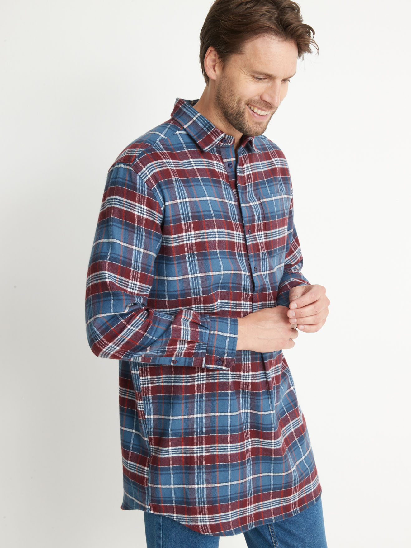 Chemise de travail extra longue flanelle
