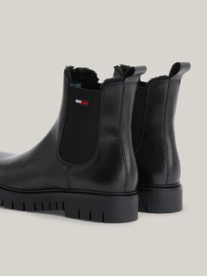 Botas Chelsea de couro com forro quente
