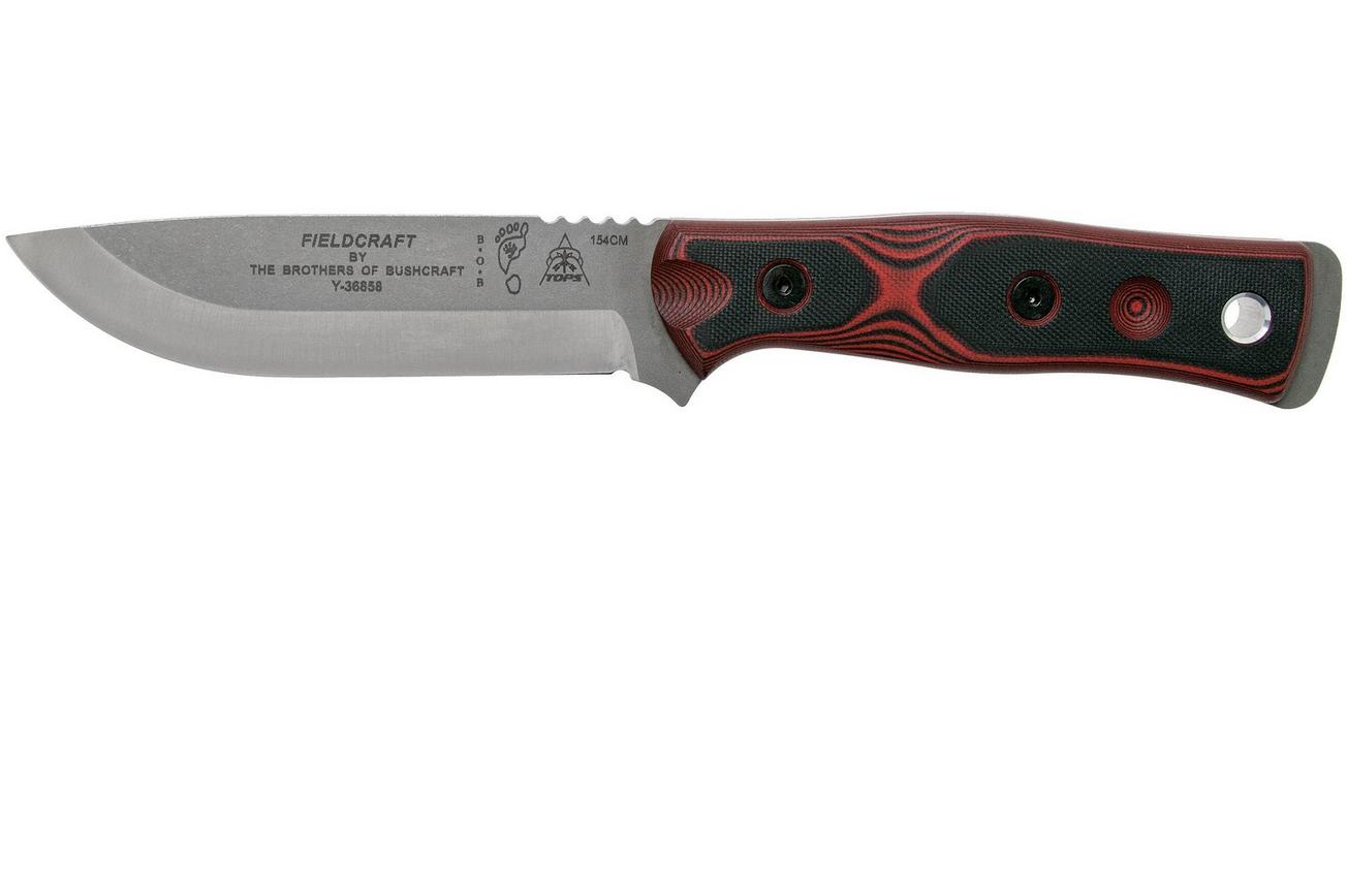TOPS Knives B.O.B. Fieldcraft 154CM Red/Black G10 BROS-154-RB bushcraftmes