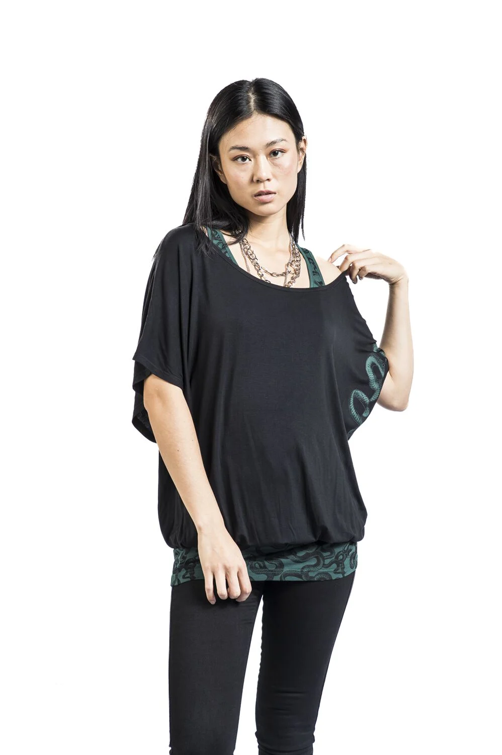 Robe 2-En-1 - Imprimé Serpent | Black Premium by EMP T-Shirt Manches courtes