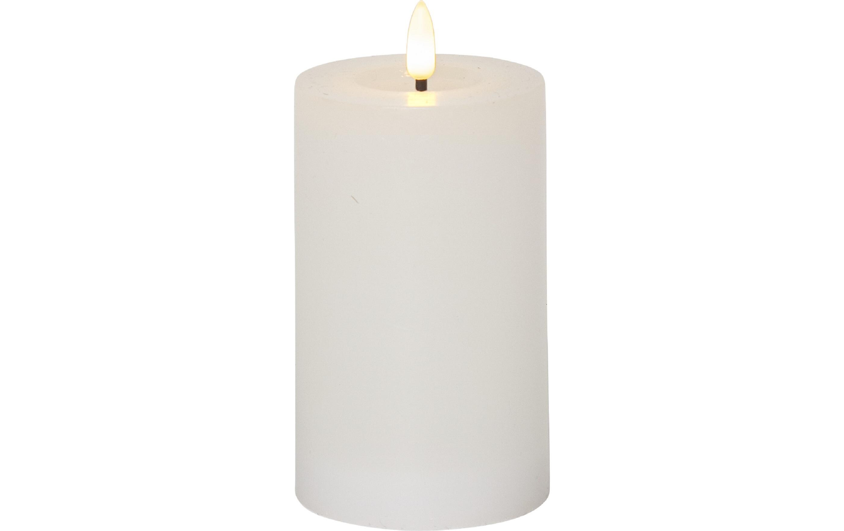 LED-Kerze Flamme Flow, Ø 7.5 x 15 cm, WeissKünstliche Kerze mit beweglicher Flamme