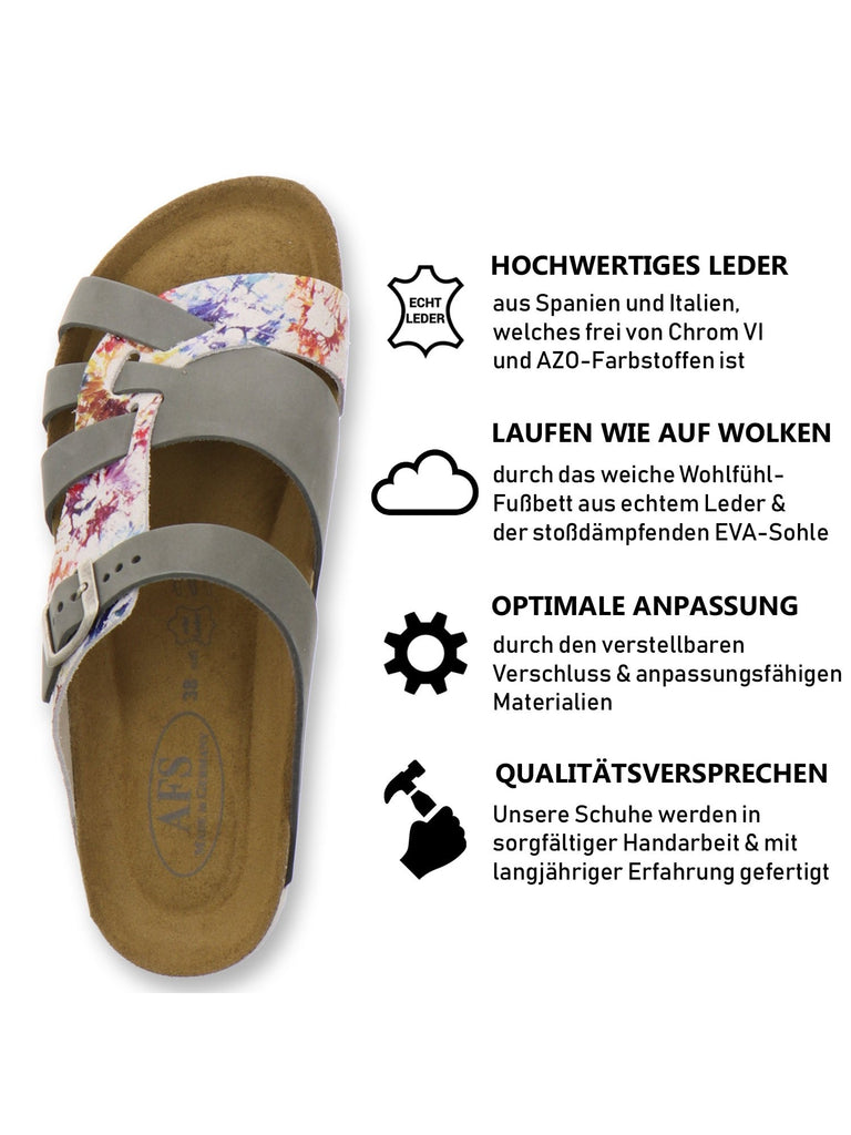 Pantoletten Damen Kralle grau-paint