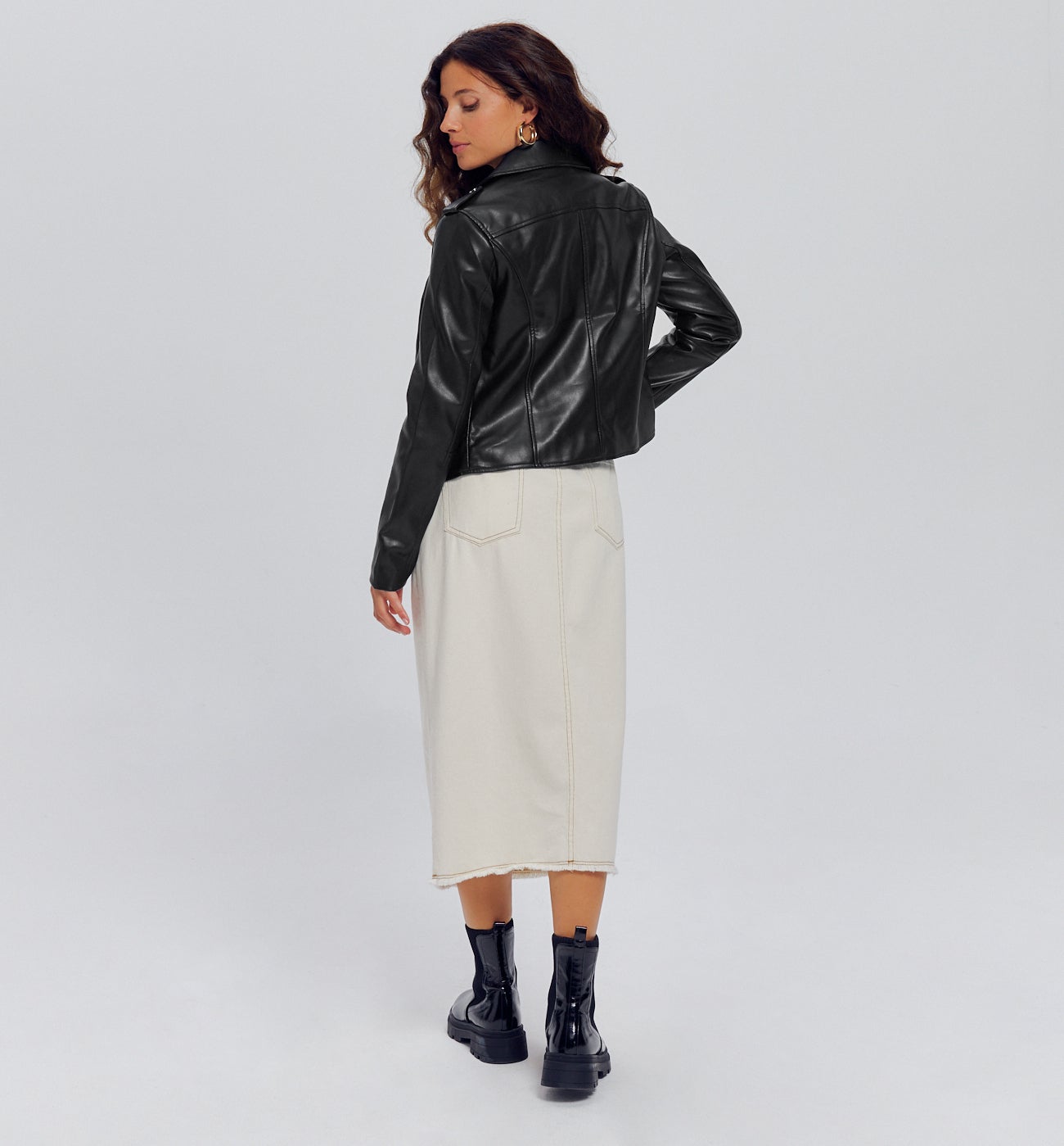 Blouson en simili cuir Femme - Noir