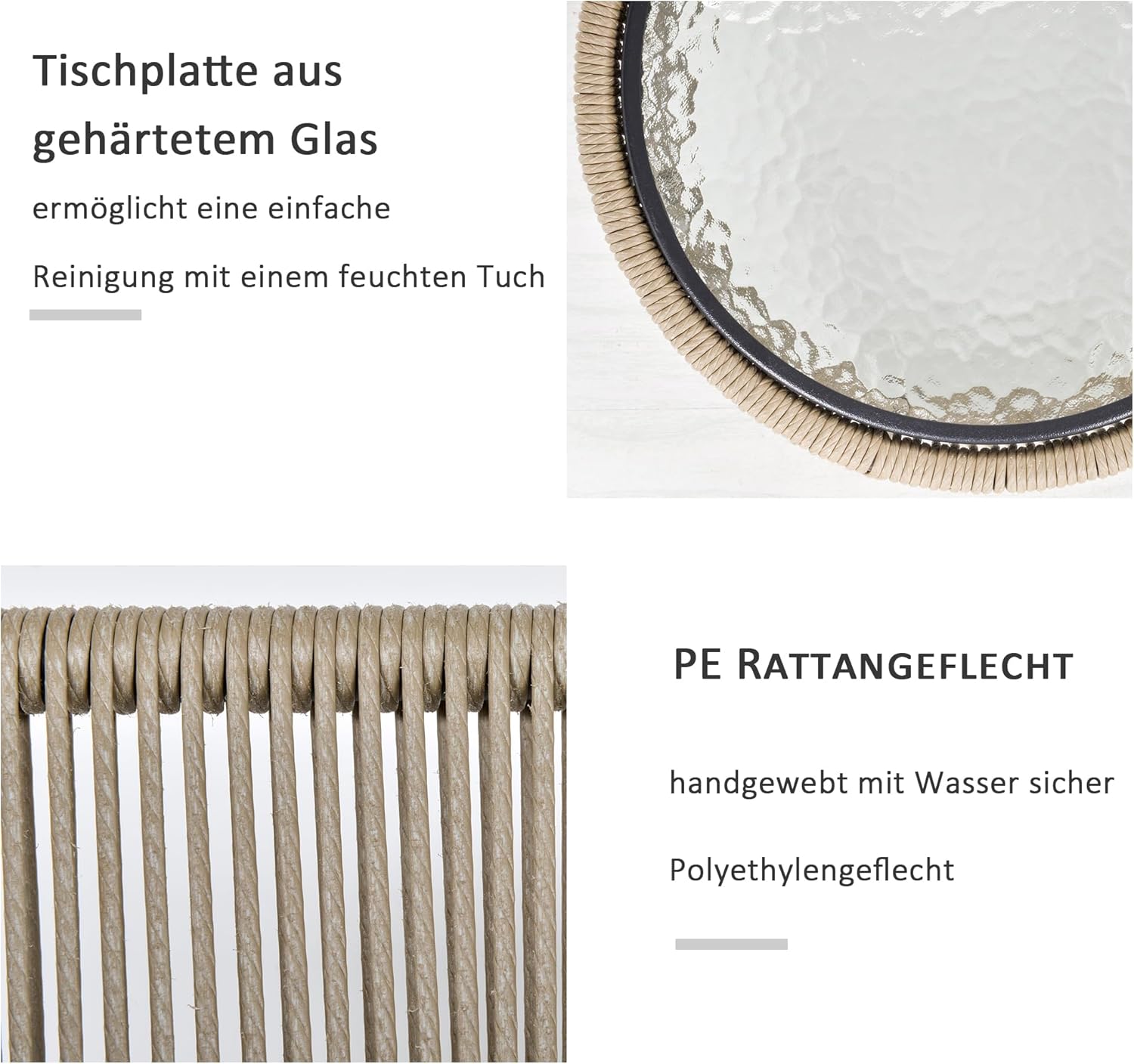 Outsunny Polyrattan Gartenmöbel Set, Outdoor Balkonmöbel für 2 Personen, 3-teilig Gartenmöbel mit 2 Stühle, Tisch Sitzkissen, wetterfest Sitzgruppe für Garten, Terrasse Balkon, Grau