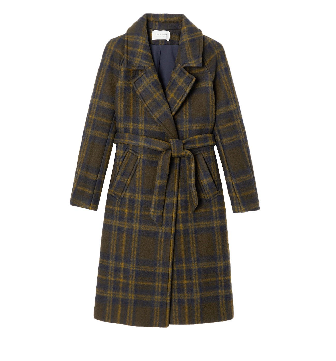 Manteau en laine mélangée - Carreaux kaki