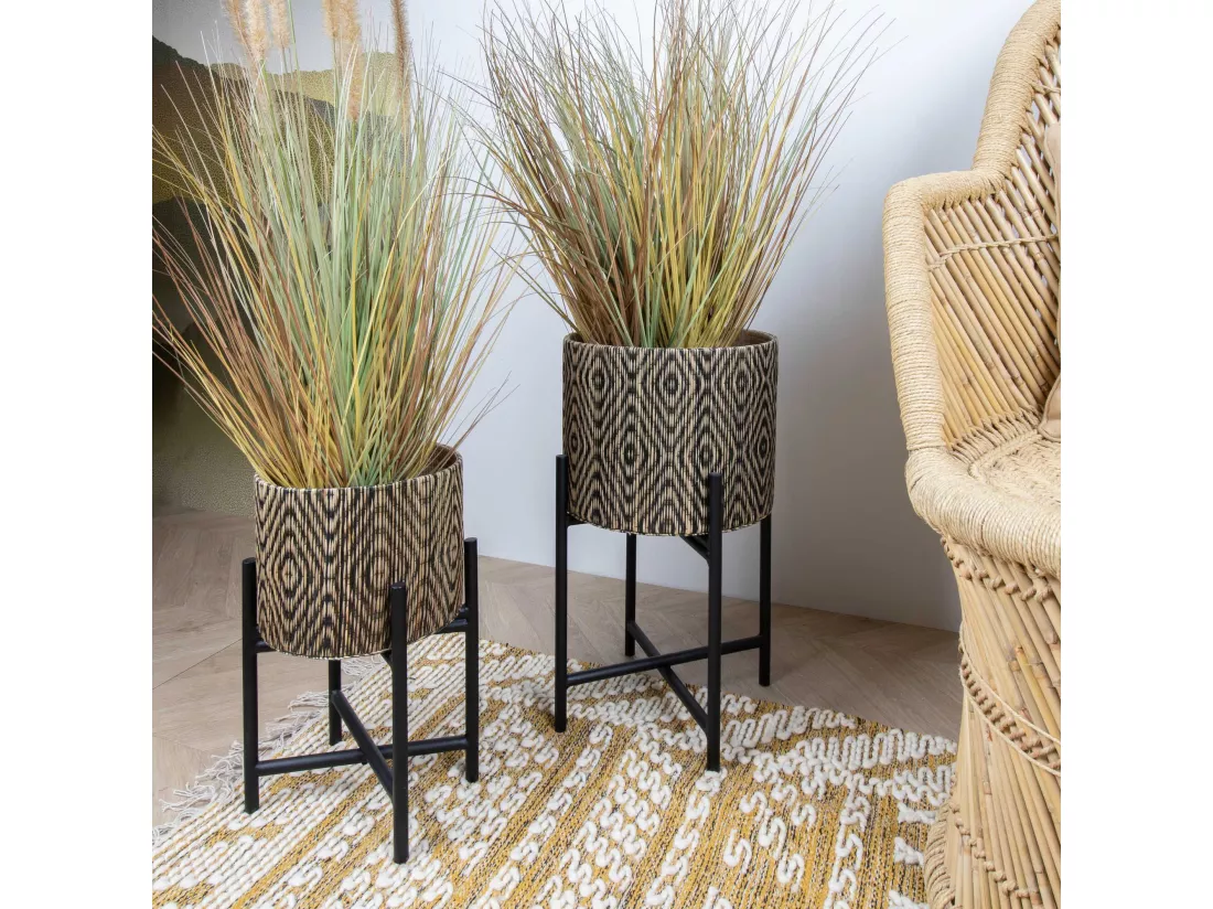 Now's Home - Petit Cache Pot Sur Pieds Noirs Petit Modele Diam 27 Ht40 Cm Yori