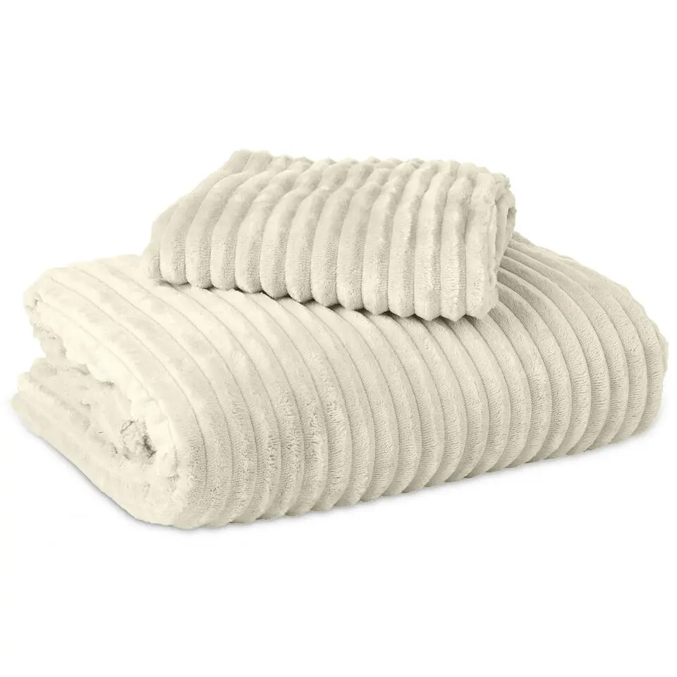 Dekbedovertrek Teddy Rib 140x220 – Fluweelzacht & Knus Design - Beige
