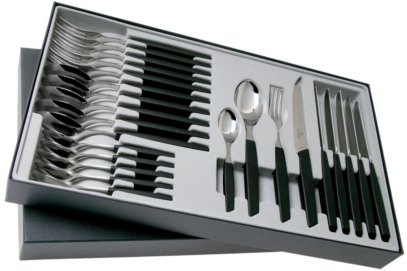Victorinox Swiss Modern 6.9093.11W.24, 24-delige bestekset met tomatenmes, zwart