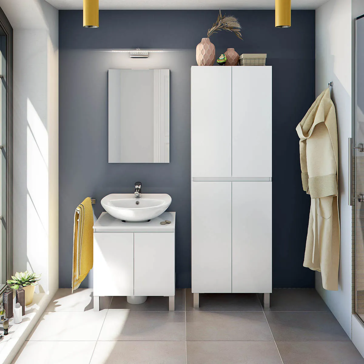 Pegane Colonne de Bain - Blanc
