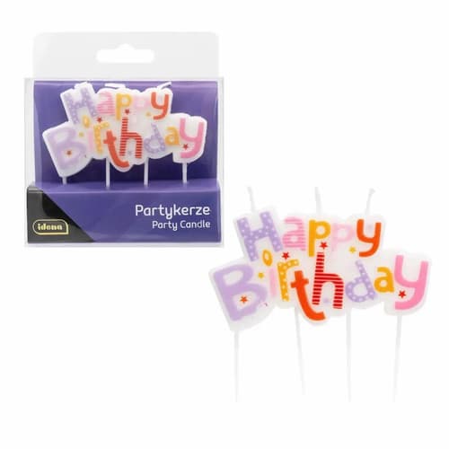 Partykerze Happy Birthday lila/rosa