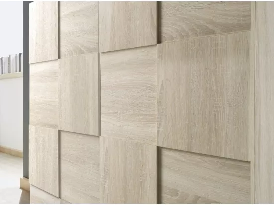 Vitrine 2 portes bois mélaminé chêne clair Namob L 120cm