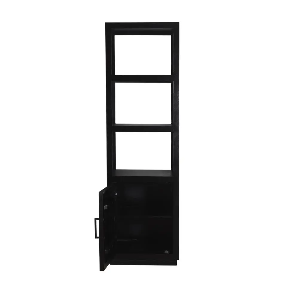 Livingfurn - Boekenkast Jaxx Black 60cm - Mangohout