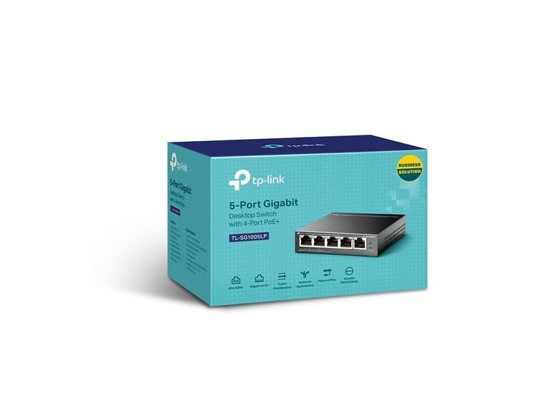 TP-Link PoE  Switch TL-SG1005LP 5 Port 5-Port-Gigabit-Desktop-Switch mit 4-Port-PoE