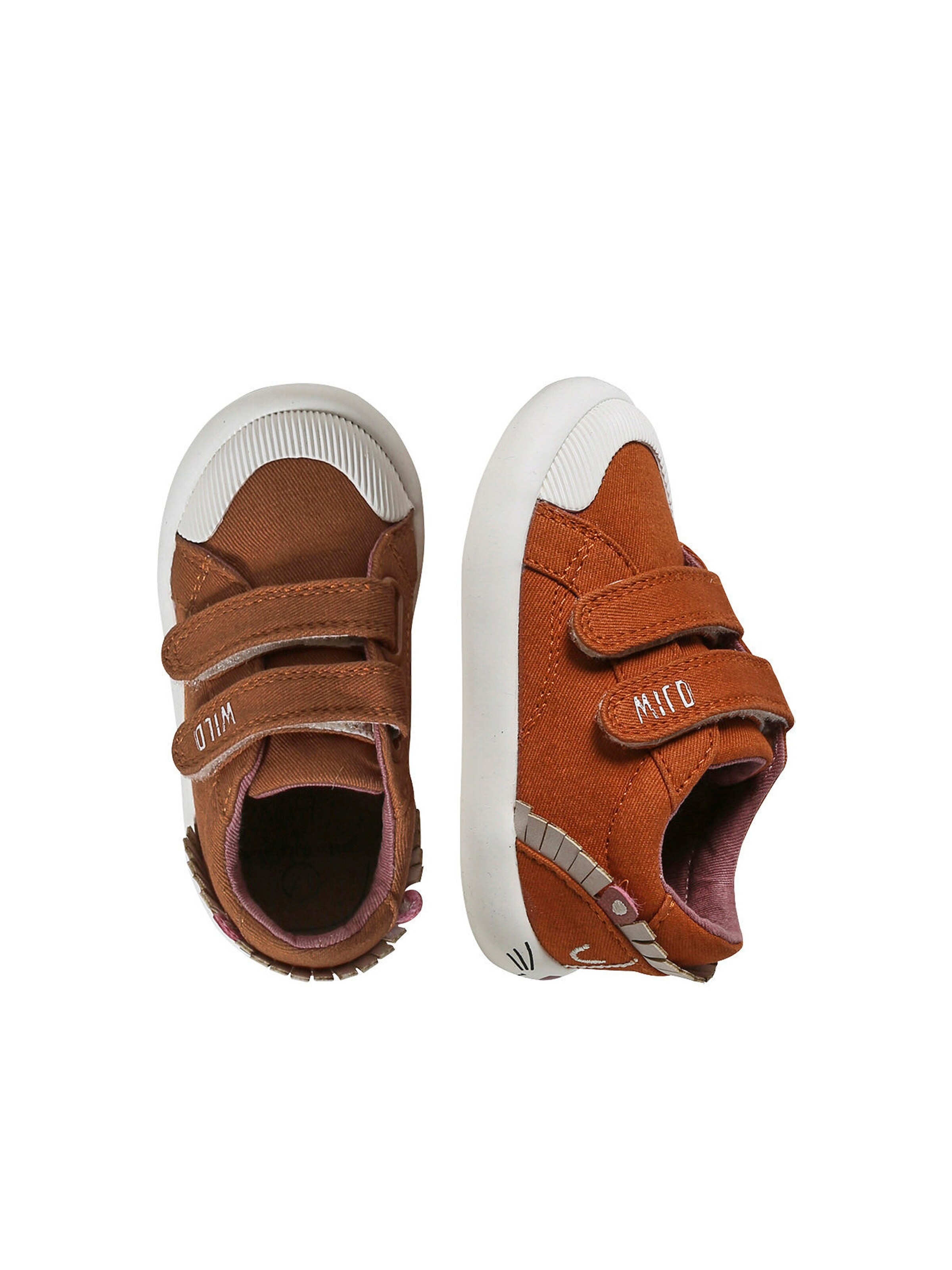 Vertbaudet Jungen Baby Stoff-Sneakers, Klett dunkelbraun